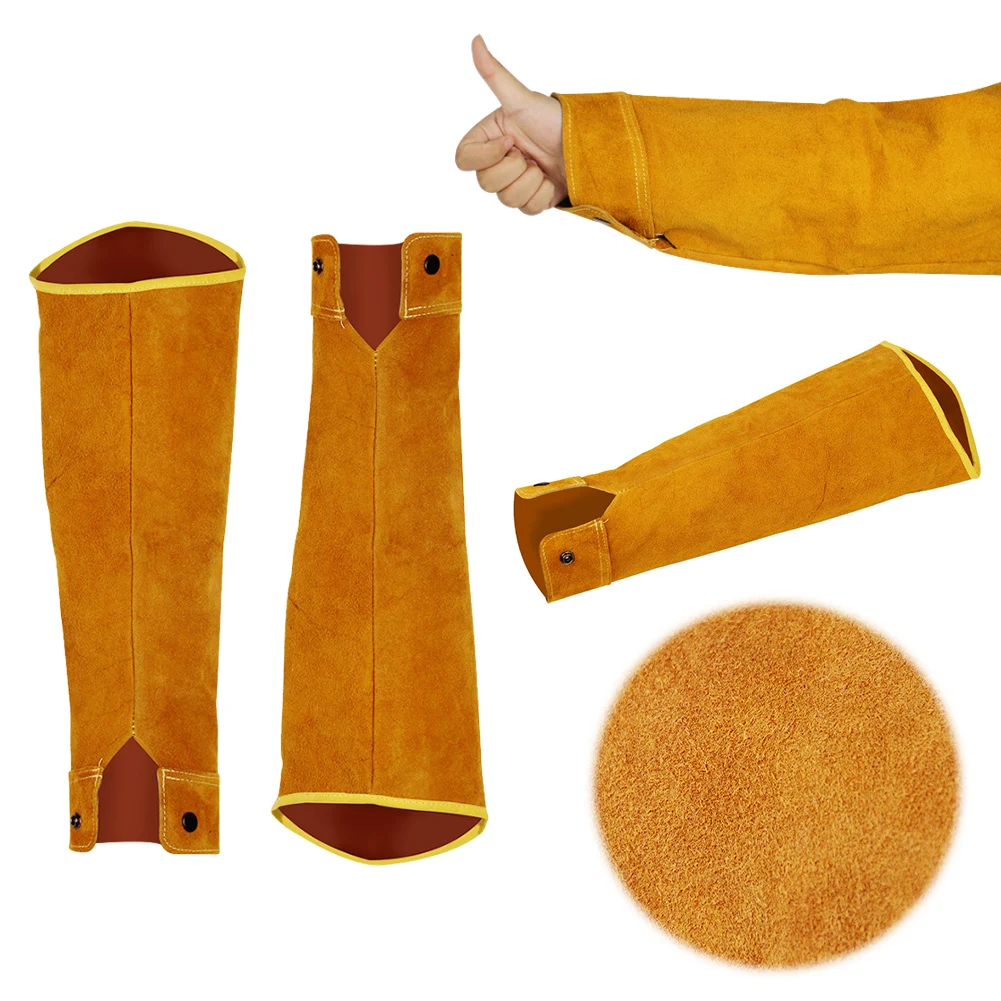 Leather Welding Arm Sleeves Heat & Flame Resistant Cowhide Arm Protection Cover Sleeves Welding Arm Protection for Welders Safe