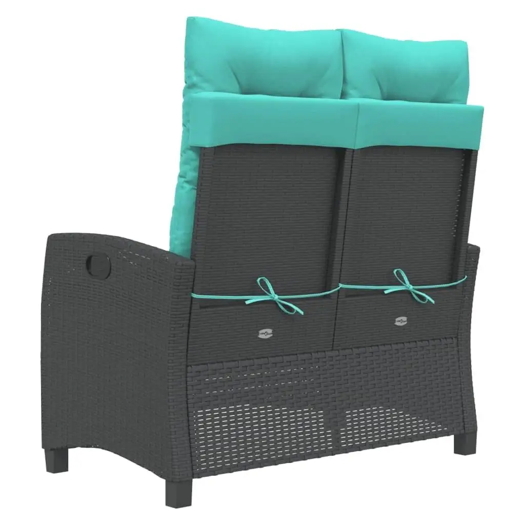 Banc inclinable en rotin noir XR avec coussins, confort extérieur