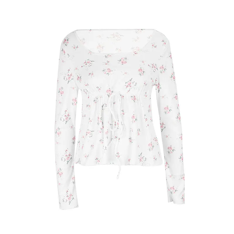 Nice New T-shirt Women Spring Summer Streetwear Fashion Long Sleeves O-Neck Top Print Tees Casual Slim Elegant Female Versatile