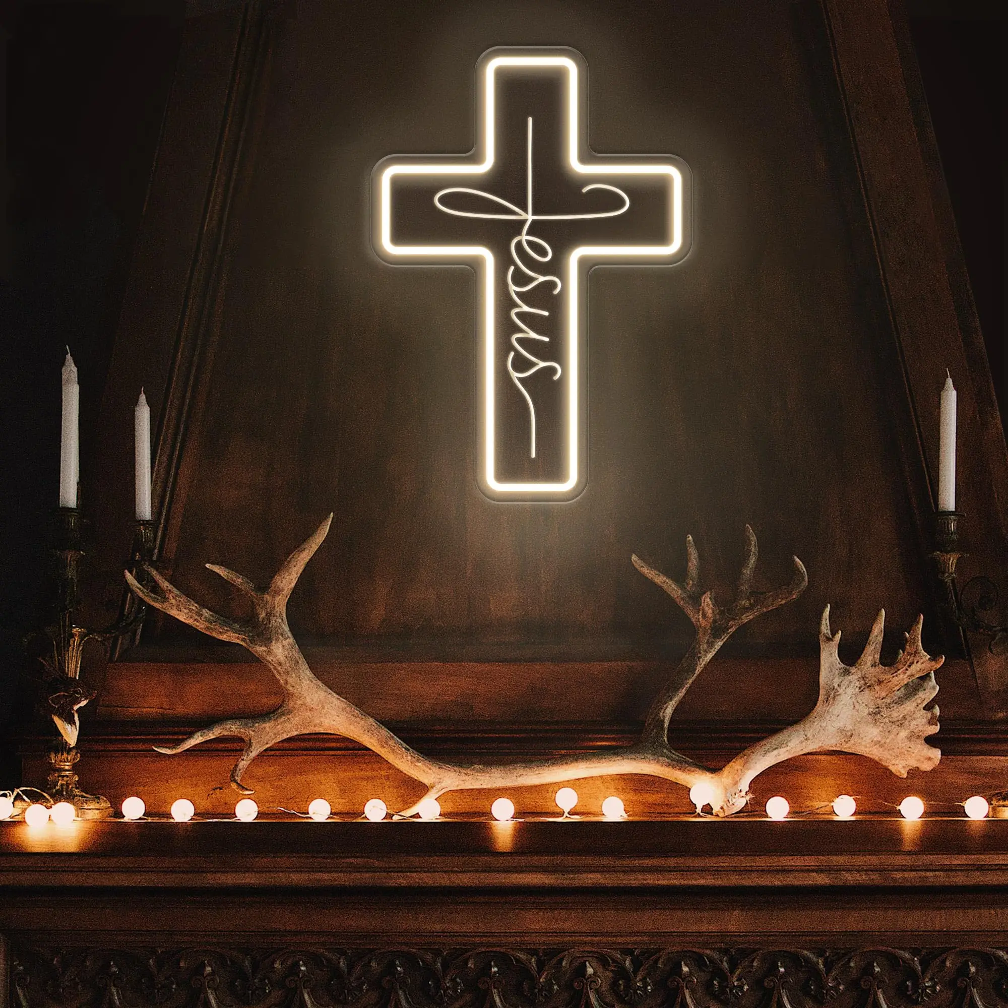 

Cross Neon Signs Jesus Neon Signs LED Wall Decor Weddings, Dimmable Light Sign Religious Events Christmas Easter Celebrations