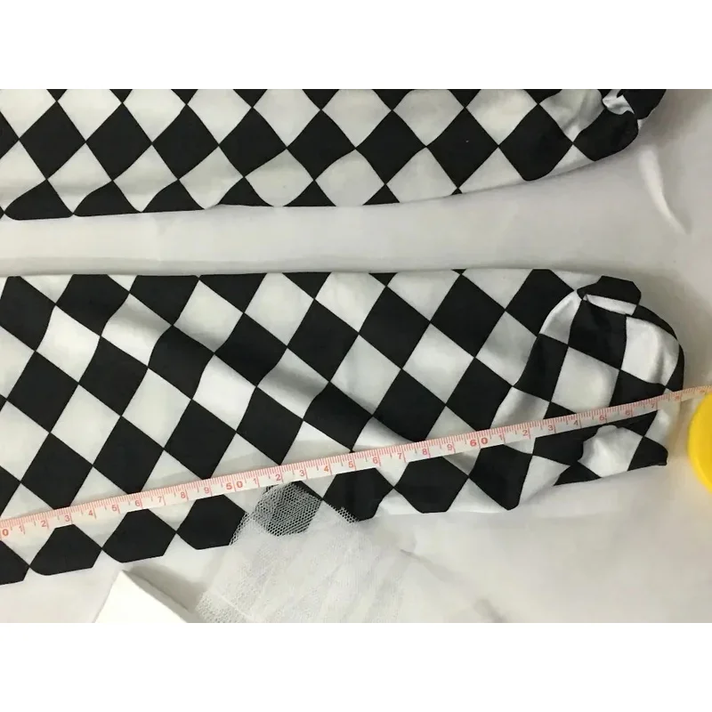 ชุดคอสเพลย์ตัวตลกสำหรับผู้ใหญ่ชุดคอสตูมแนวละครสัตว์สีดำสีขาวลายตารางสำหรับผู้หญิงเทศกาลฮาโลวีนเทศกาลแฟนซีแต่งตัวงานปาร์ตี้หน้ากาก