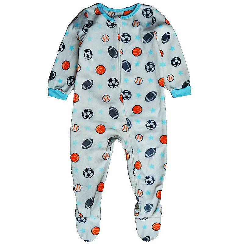 Autumn and winter children\'s one-piece polar fleece footed one-piece suit boys and girls pajamas baby romper plus romper home cl