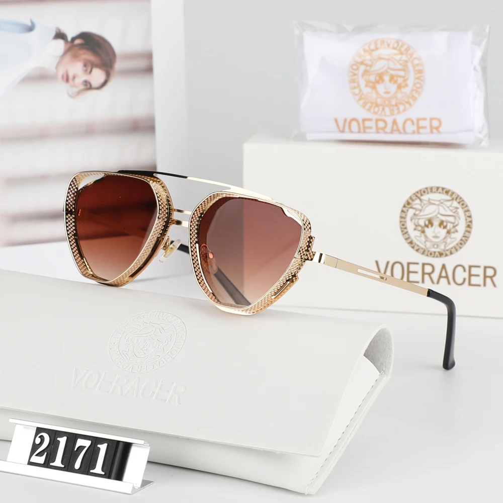 VOERACER Women's Fashion Shopping UV Resistant Metal Frame Polygonal Sunglasses Men's Retro Driving Fishing Shades UV400  V2171