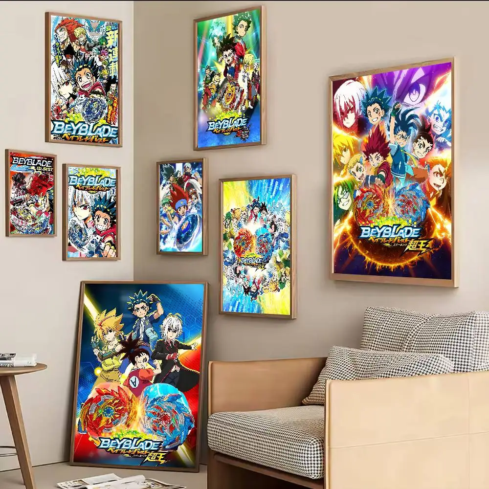 Cool B-Beyblade Burst Anime DIY Sticky Poster Fancy Wall Sticker For Living Room Bar Decoration Wall Decor