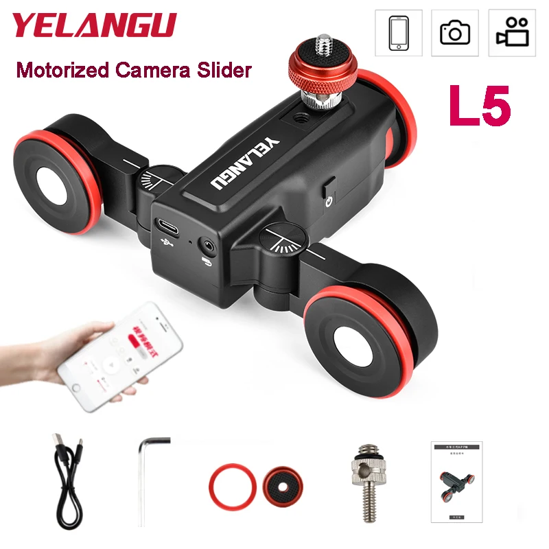 

YELANGU L5 Motorized Camera Slider Motor Dolly Car Rail Systems Video Track for DSLR Camera Sony Phones APP control