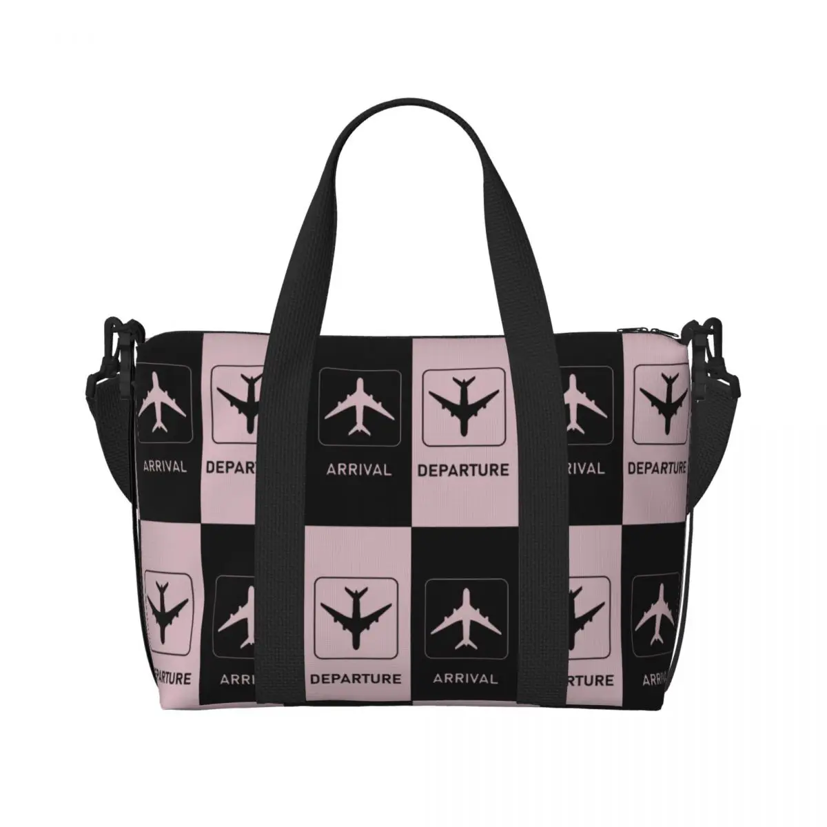 Custom Plane Arrivals And Departures Tote Bag for Women Big Capacity Plane Aviation Aviator Airplane Beach Gym Travel Bags