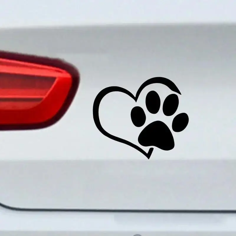 1Pack Pet Paw Prints With Love Heart Dog Cat Vinyl Decal Car Window Bumper Sticker Auto Accessories Car Accessories Stickers