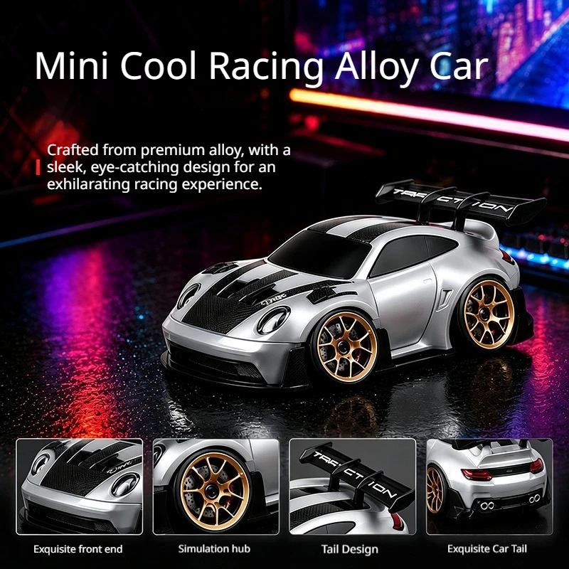 Mini Alloy RC Drift Car 1/28 2.4G, High Speed Q Version Desktop Racing Vehicle, Remote Control Hobby Toy Gift