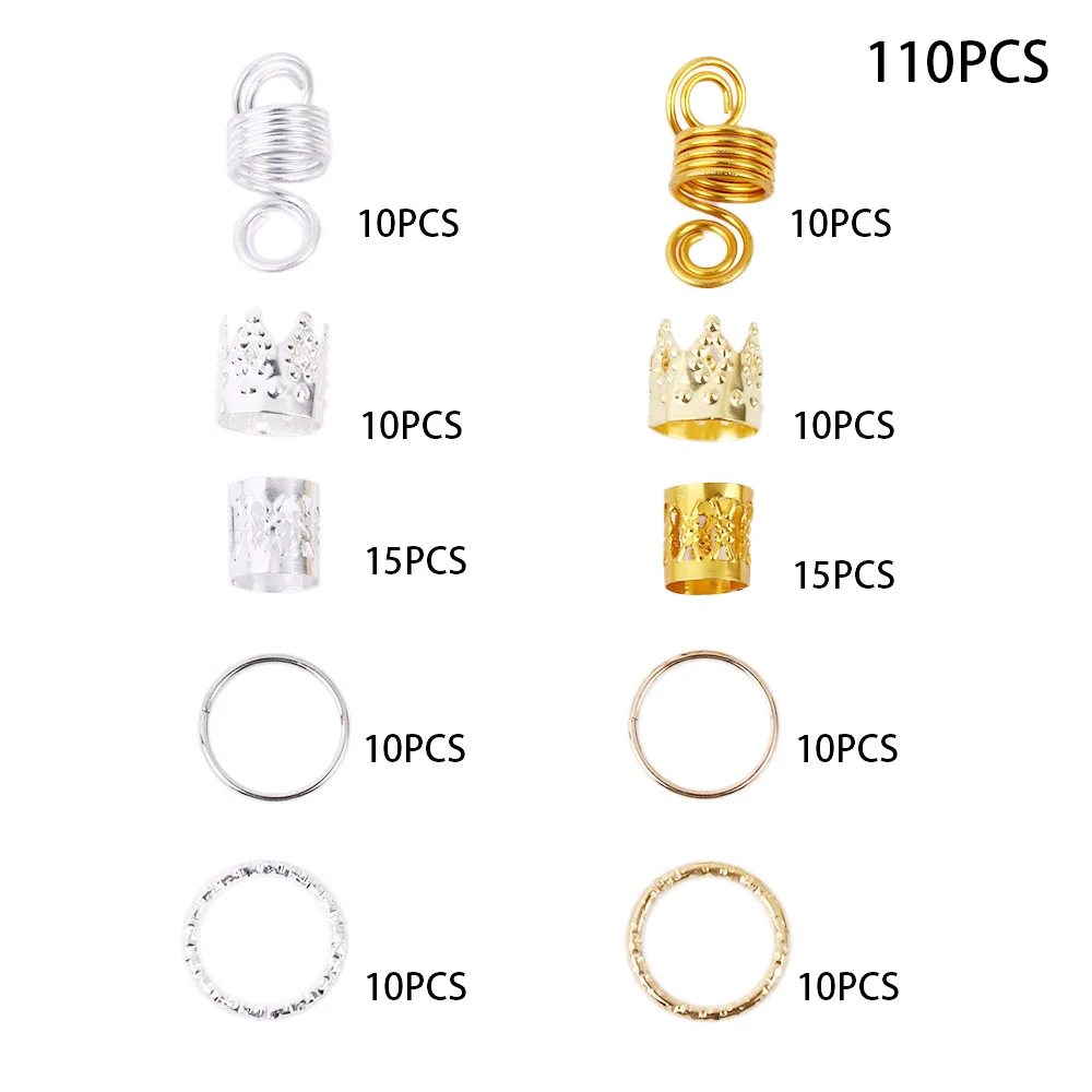 

Clips Silver Hair Rings Gold Braids Beads Charms African Dreadlocks Hair Cuffs Hair Decorations Hair Braid