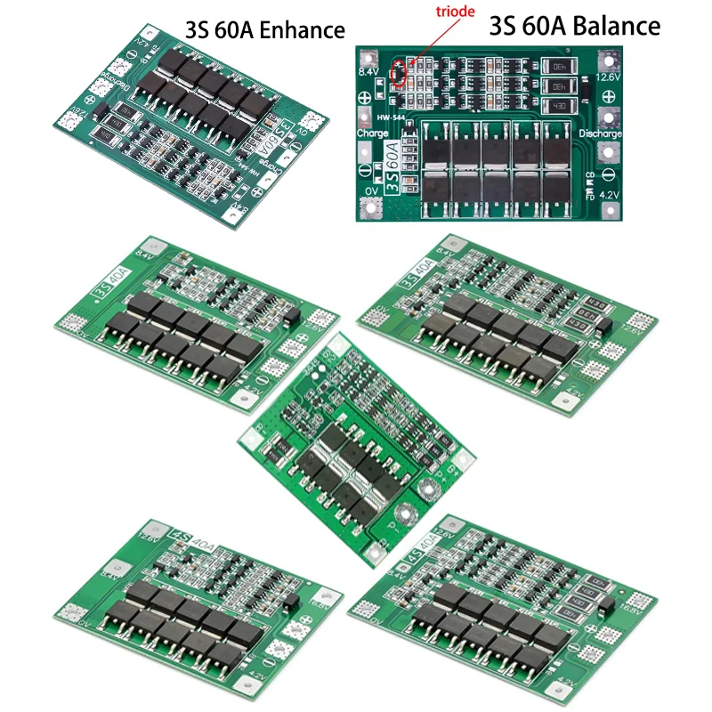 3S 4S 25A 40A 60A Li-ion Lithium Battery 18650 Charger Protection Board PCB BMS For Drill Motor 4.2V 8.4V 12.6V Enhance/Balance