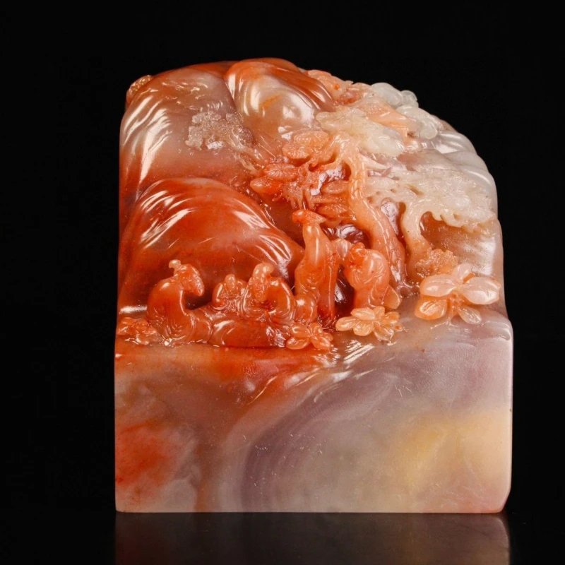 

Shoushan stone large seal landscape ornament pure natural hand-carved home collection