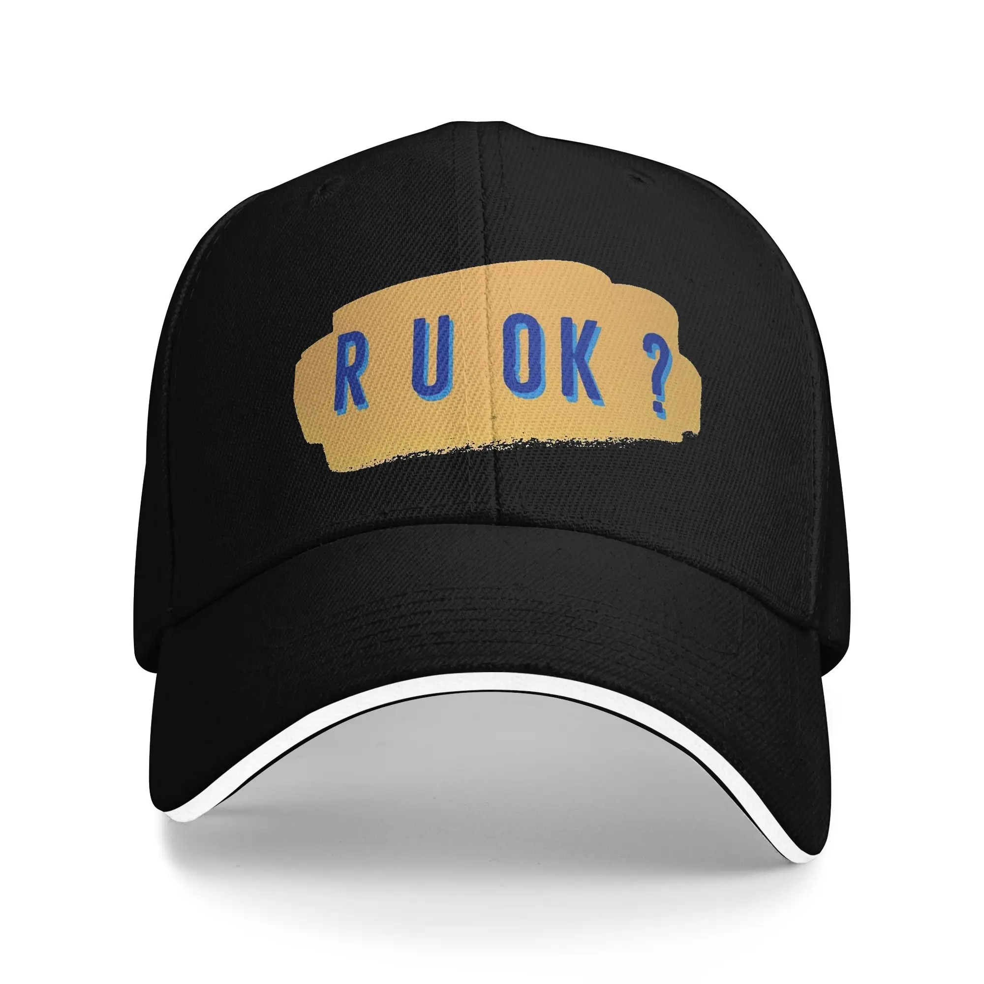 R U OK How Are You Friends Sandwich Baseball Cap Fashion Funny Message Men Women All Seasons Adjustable Headwear Travel Gift Hat