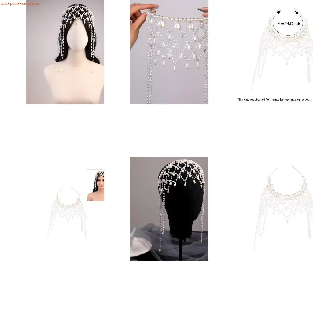 

F92D Pearls Hair Jewelry Hair Chain Hairband Pageants Proms for Livehouse Nightclub