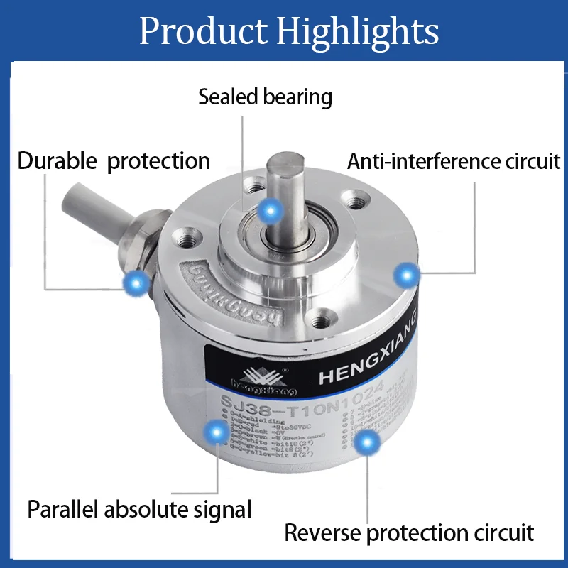 Absolute Rotary Encoder DC 5-24v Wide Voltage Power Supply 6mm Shaft Optical Encoder 32 64 128 256 512 1024 2048 4096P/R