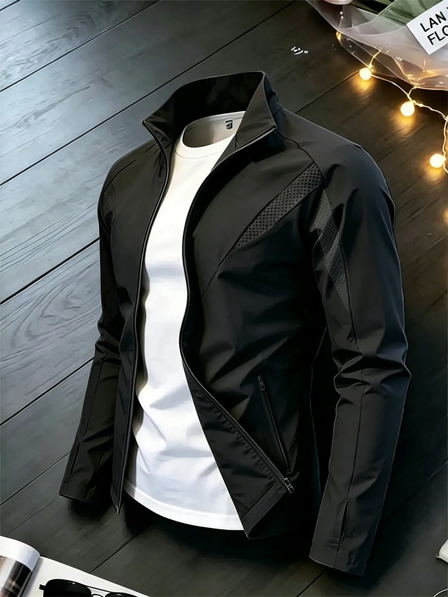 屋外通気性日焼け止め服メンズ夏薄いアイスシルクスキンシャツスタンドカラーショルダーマシンジャケットコート