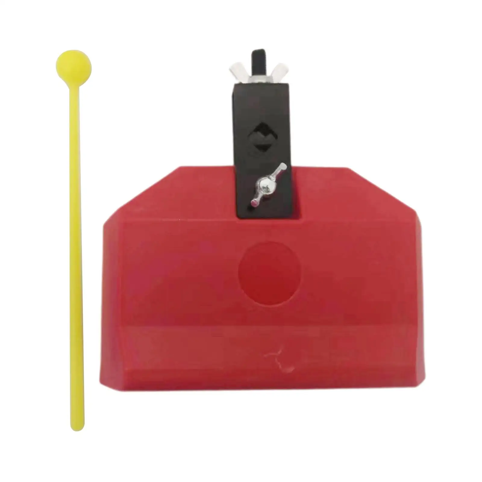 Red Musical Percussion Block with Mallet Practical Drum Accs Cowbell Musical Percussion Instrument for Party Wedding Sports Game