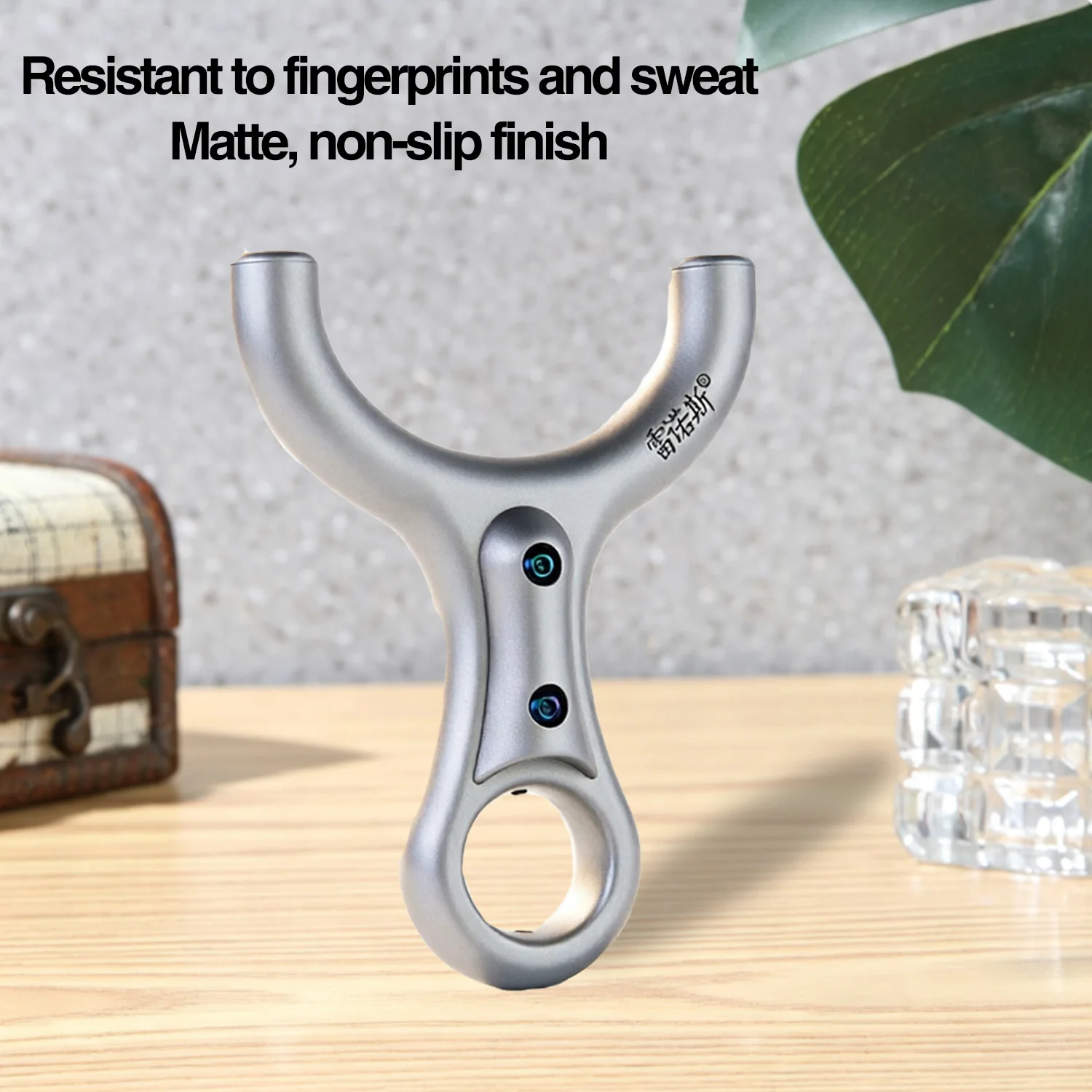 Resin Silver Y-Shaped Slingshot with Round Fork, Finger Ring & Colorful Screws for Outdoor Target Practice
