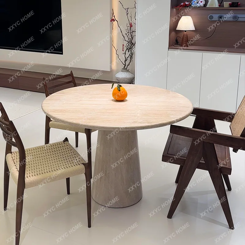 

SQModern minimalist natural travertine dining table wabi sand marble dining table