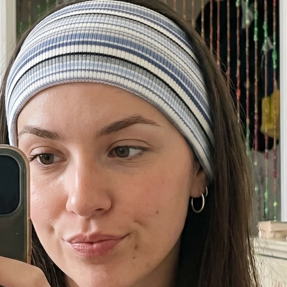 Vintage Elastic Striped Headband Soft Wide Band Sports Headwrap Non Slip Wicking-absorbent Yoga Hairband Running