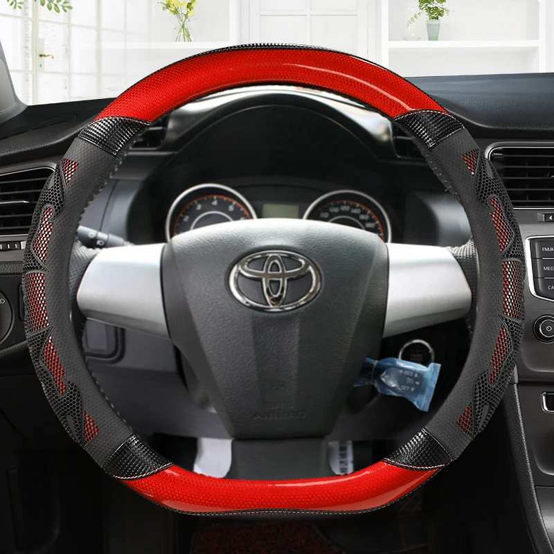 Car Steering Wheel Cover PU Leather For Toyota Corolla 2011-2013 RAV4 2011 2012 Wish AE10 AE20 2003~2017 Auto Accessories