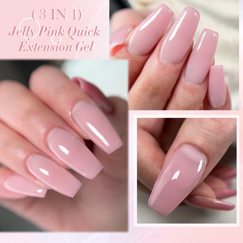 LILYCUTE 7ML Jelly Pink Quick Extension Nail Gel Transparent Nude Pink Vernis Semi Permanent UV Gel Nail Polish Construction Gel