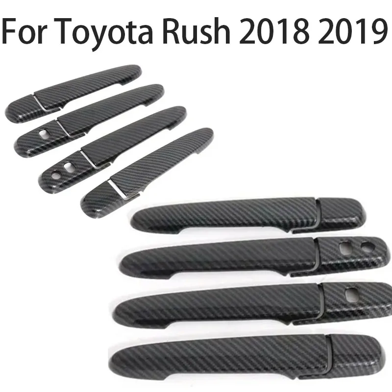 

For Toyota Rush 2018 2019 Car Exterior Door Handles Covers Overlays Protection Catch Cap Sticker Carbon Fiber Style Accessories