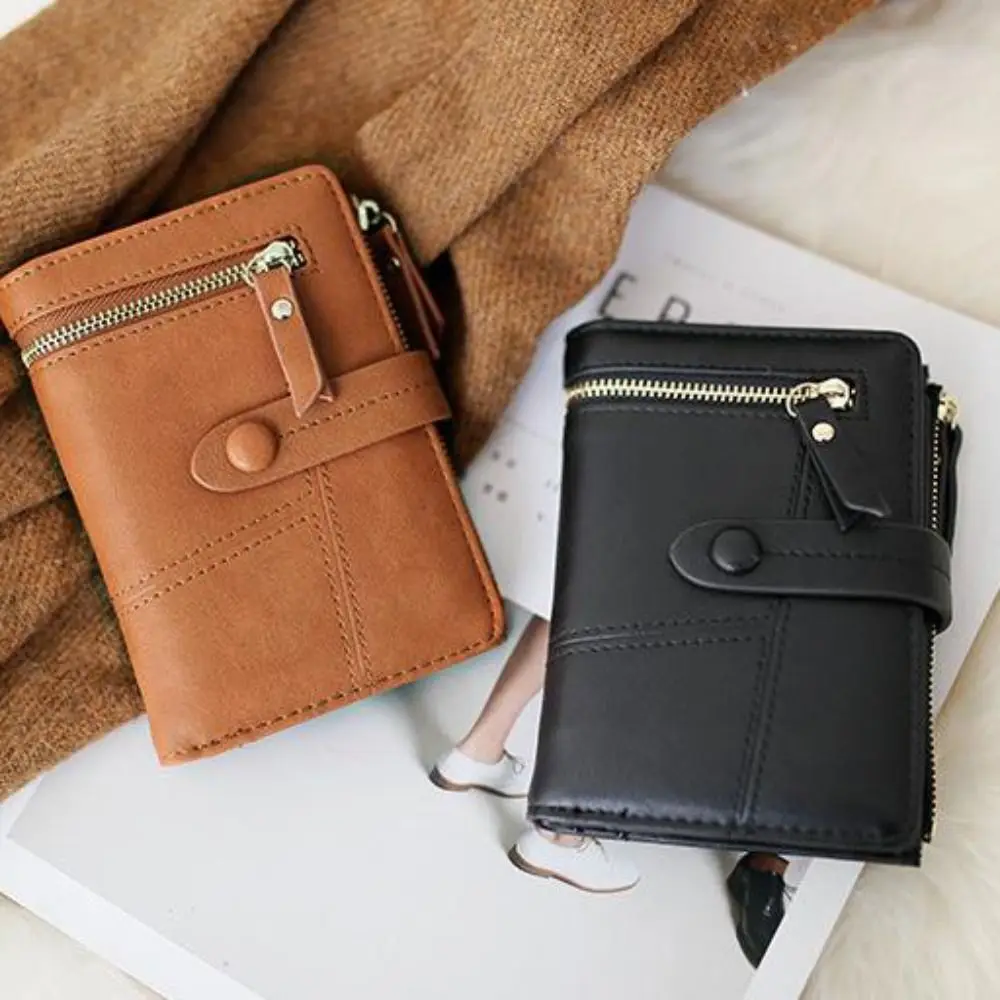 Portefeuilles courts pliants pour femmes, imperméable, couleur unie, sac pour cartes, Style coréen, fente multi-cartes, porte-monnaie en cuir PU, voyage