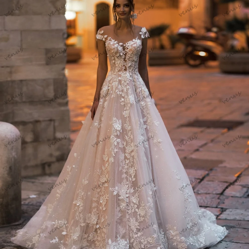 Gorgeous Wedding Dresses Charming Bridal Gowns Lace Appliques Backless Floor Length Robe Exquisite Vestidos De Novia Customized