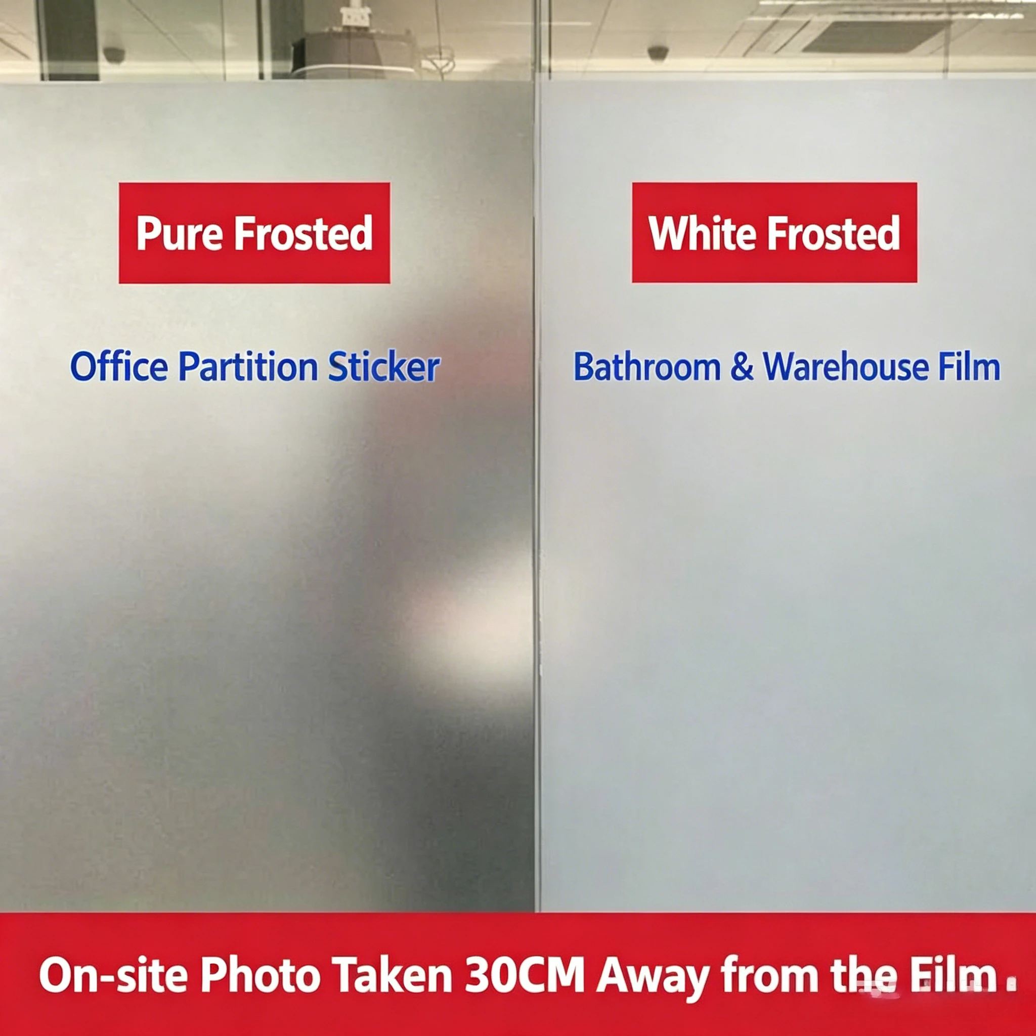 2 Rolls Thick Self Adhesive Privacy Window Film, Frosted Glass Sticker for Bathroom, Light Transmitting Anti Peep Cover