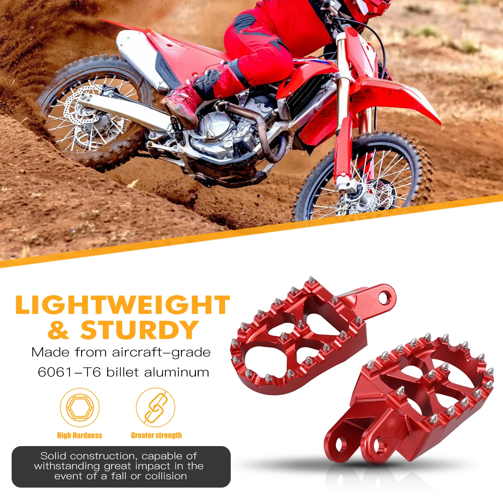 NICECNC Motorrad-Fußrasten, Fußstützen, Pedale für Honda XR650L 1993-2025 CR80R CR85R XR250R XR400R XR600R XR650R – Detail 14
