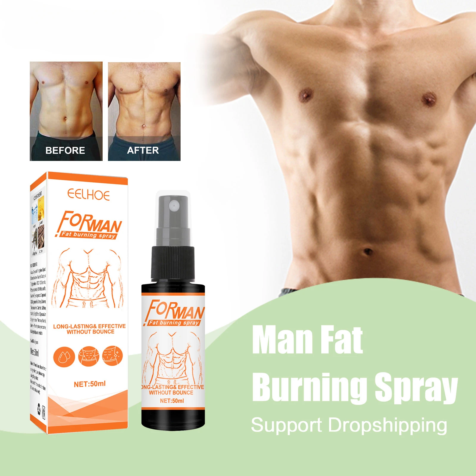 

Men Fat Burning Spray Cellulite Removal Firming Weight Loss Tighten Abdominal Muscle Muscle Spray Slimming Spray 50ml Похудение