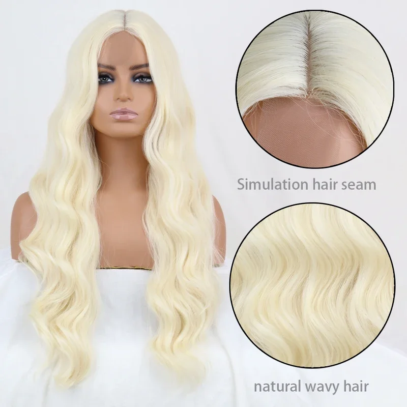 شعر مستعار اصطناعي طويل للنساء السمراوات ، شعر مستعار مموج أشقر ، أحمر ، أشقر ، بني اللون ، موجة طبيعية ، شعر مستعار يومي