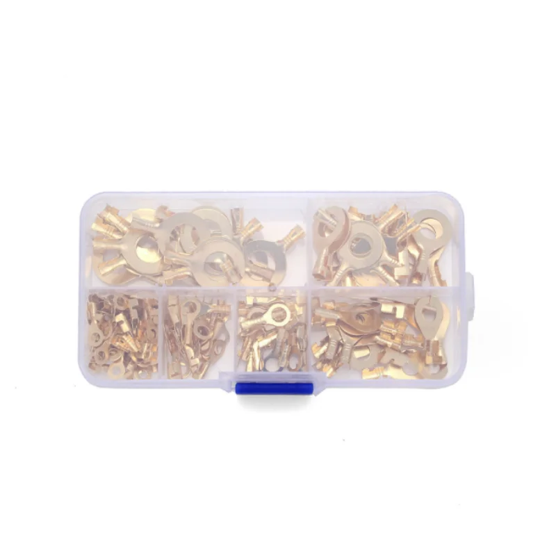 150pcs/set Round Terminal Block DJ431 O-type Lugs Terminals Cold-Pressed Connector Copper Tab Wiring Nose Combination Set