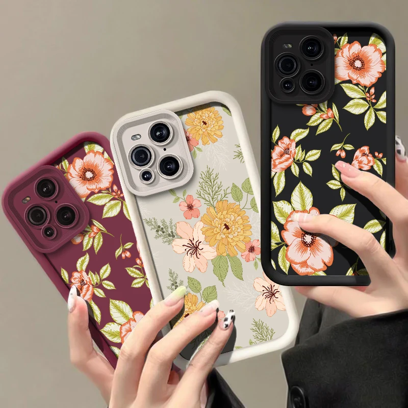 Soft Silicone Shockproof Phone Case For OPPO Find X5 Pro X3 Lite X8 F19S F21 F9 F17 F19 Pro Plus Fashion Floral Pattern Cover