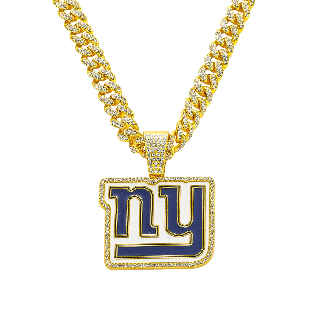 Fashion NFL Men's Full Diamond Chain Hip-Hop Personalized Football Team LOGO Pendant Necklace #4