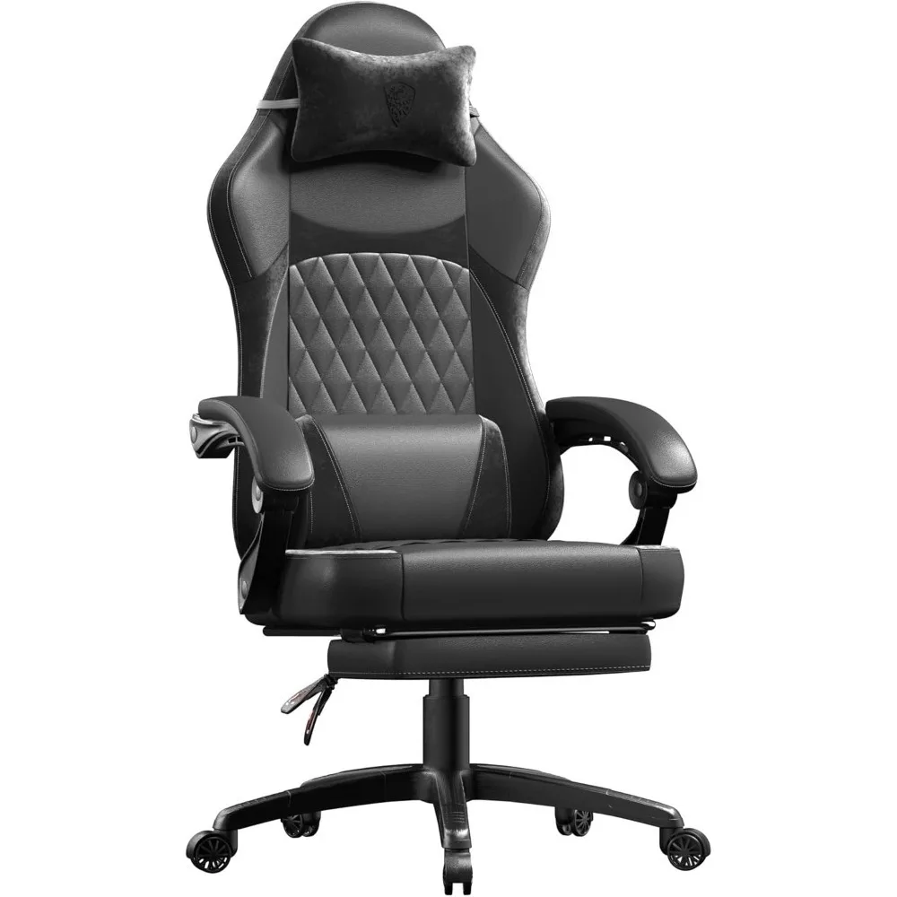 

Gaming Chair with Pocket Spring Cushion, Ergonomic Computer Chair with Massage Lumbar and Footrest for Adults, High Back