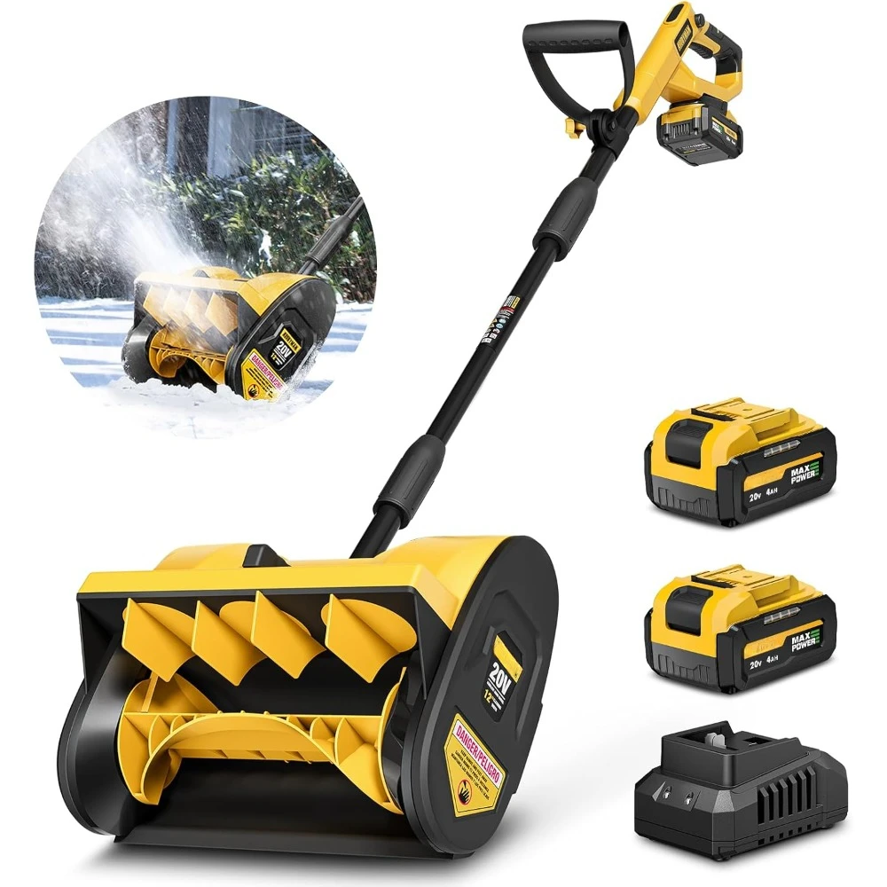 20V Cordless Snow Shovel, 12-Inch Electric Snow Blower with 2 x 4.0Ah Batteries & Charger, Battery-Powered Snow Removal