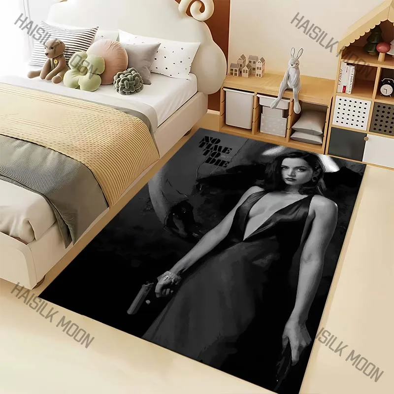 Коврик с принтом «Женщина с пистолетом в черном платье», 1 шт., для гостиной, спальни, дивана, домашнего декора, нескользящий напольный коврик, роскошный подарок