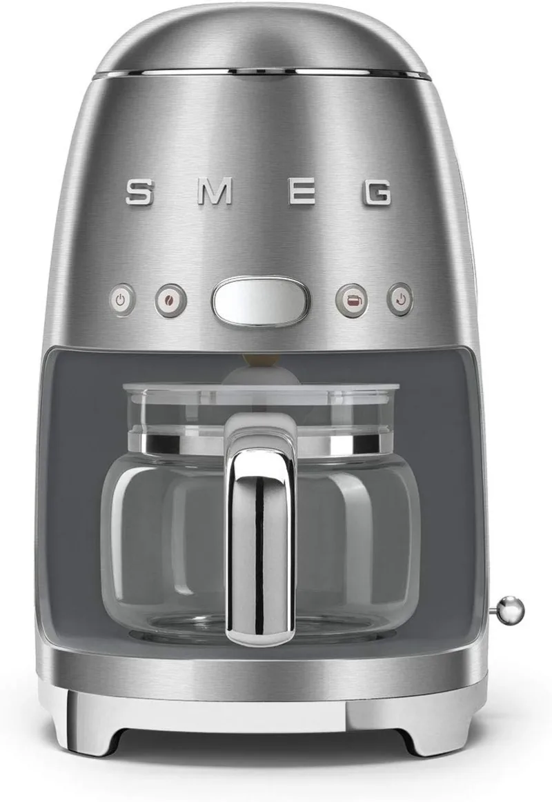 

Smeg 1950's Retro Style 10 Cup Programmable Coffee Maker Machine (Stainless Steel), Large