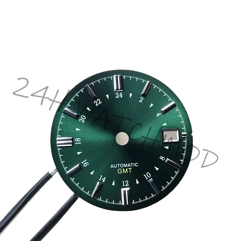 31mm NH34 GMT dial  suitable for NH34 movement watch accessories repair tool and NH35 dial with black green color
