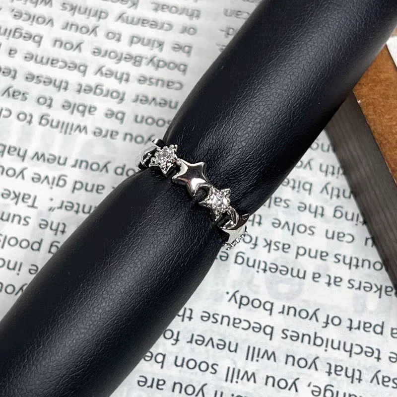 925 Silver Star Ring Korean Version Fashionable Simple Exquisite Zirconia Jewelry Gift Elegant Finger Ring for Women