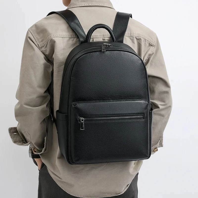 Yong Boys College Backpack Shoolbag Travel Bags SAC 100% Genuine Leather Men Backpacks Natural Skin Leather Students Backpack