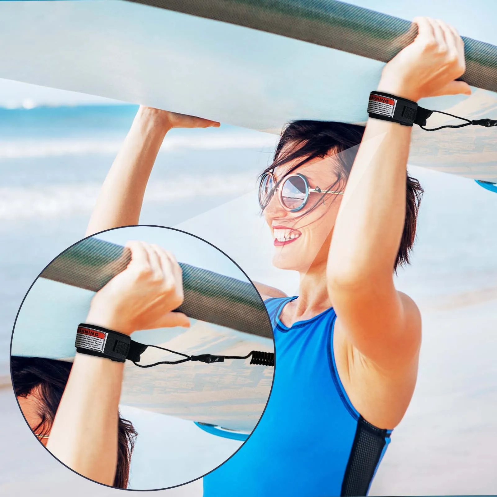 Correa seguridad surf enrollada con gancho olas pequeñas y medianas - imagen 3