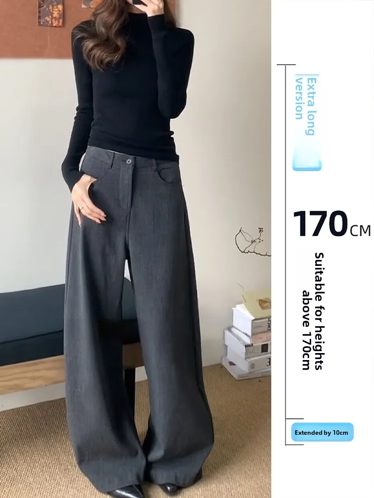 

Женские брюки-костюм с высокой талией и широкими штанинами, весенне-летние, повседневные, свободного кроя, в корейском стиле, для офиса и на каждый день