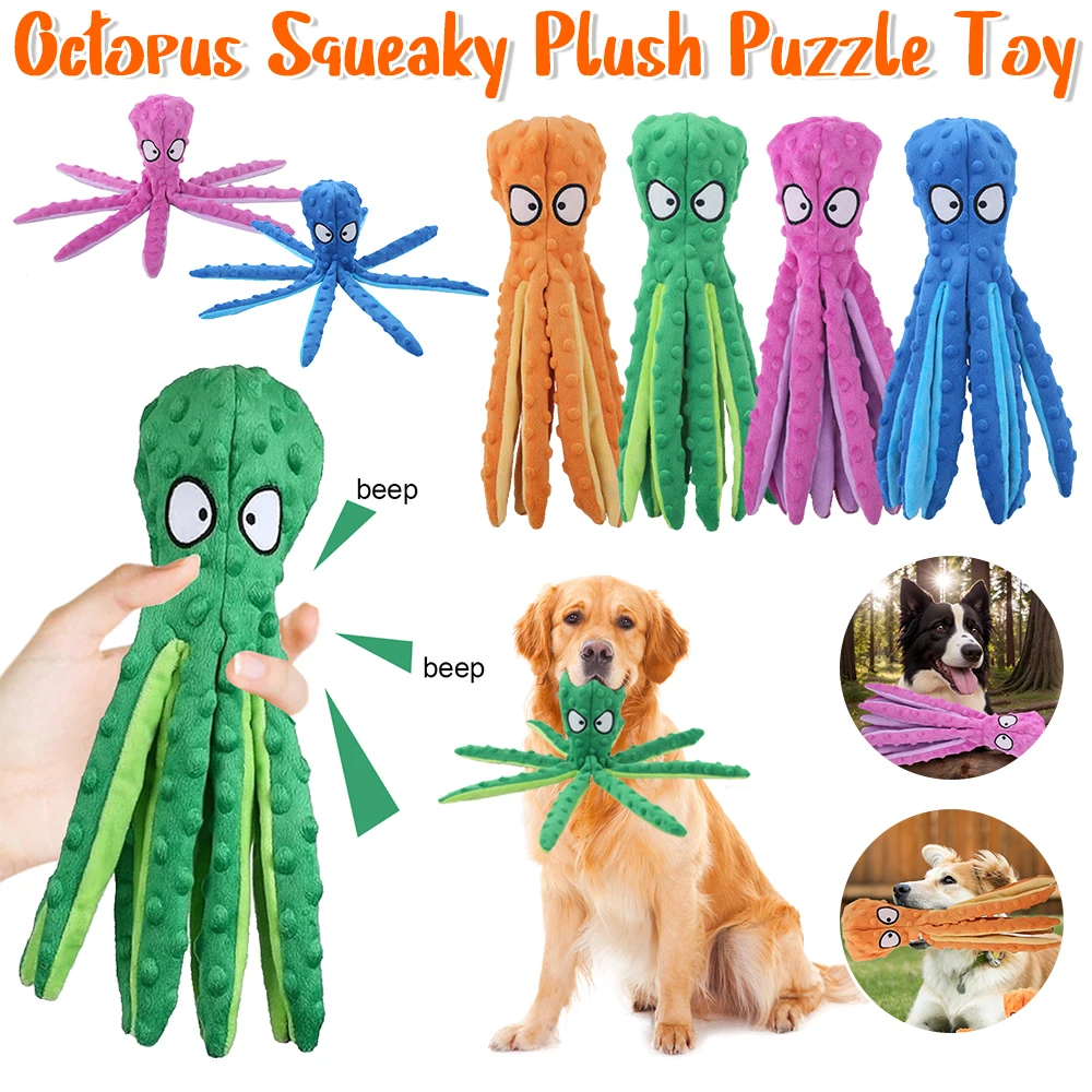 2PCS Octopus Hund Spielzeug Nicht-gefüllt Weiche Kauen Spielzeug Welpen Hund Kauen Spielzeug Octopus Form Interaktive Quietschende spielzeug Für Kleine Mittlere Hunde