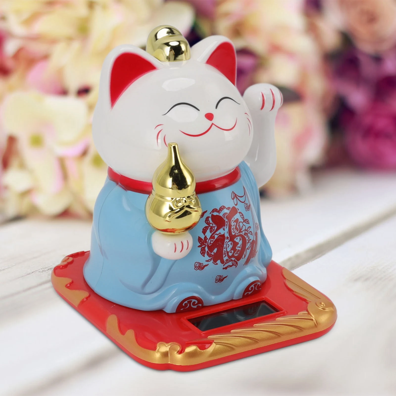 ZK20 Lucky Waving Cat Light Induction Plastic Chinese Welcome Cat Ornament for Home Cars