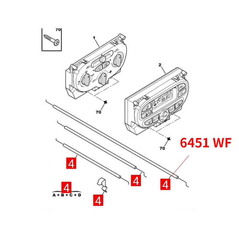 Assemblage de câble de commande de chauffage de climatiseur, câble de soufflerie, 6451WF, KIT 206 207, cristaux en C2