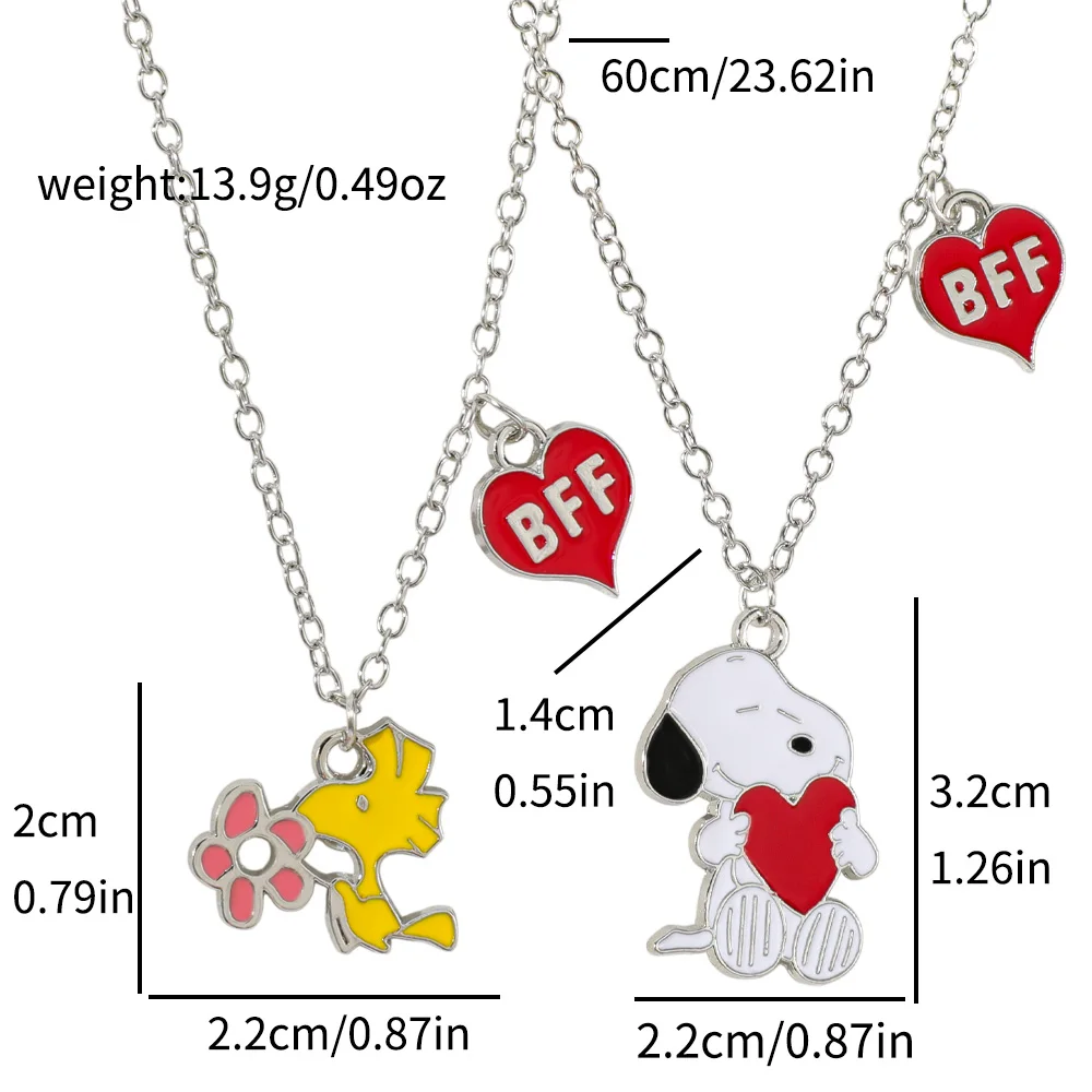 2 Stück Anime Cartoon Snoopy Halskette Kreativer Niedlicher Anhänger Accessoire für Freunde und Paare Jubiläums-Accessoires – Detail 1