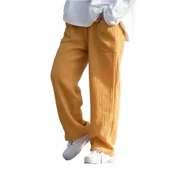 2026 Spring Women' Fashion comfortable cotton linen pants Plus size Women pleated Autumn pants with pockets 5XL 6XL pantalones