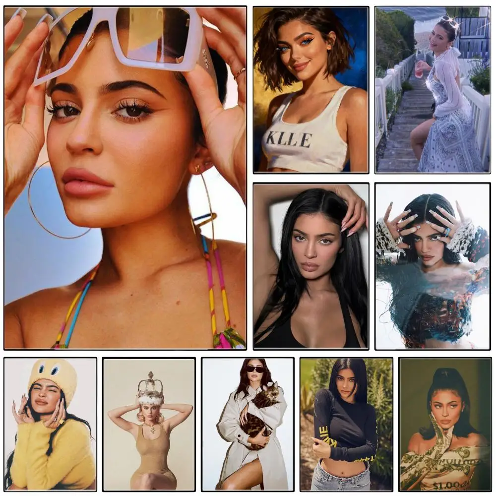 Affiche autocollante d'art imperméable en papier pour influenceuse K-Kylie Jenner, décoration murale pour café, bar, chambre